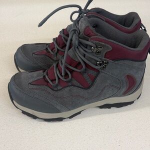 Lands' End Women's Lace-Up Hiking Boots - Gray and Burgundy